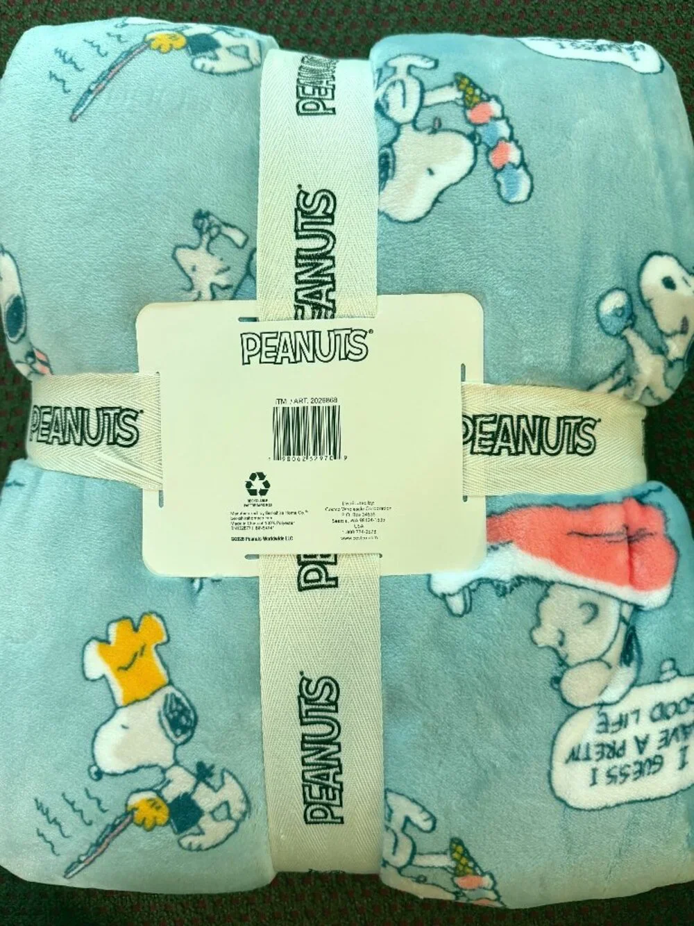 Snoopy Peanuts Summer Beach Berkshire Blue Throw 60x70 NWT